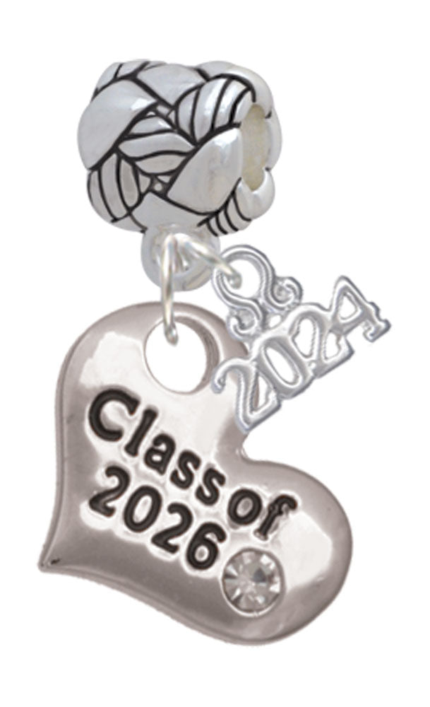 Delight Jewelry Silvertone Class of Heart Woven Rope Charm Bead Dangle with Year 2024 Image 7