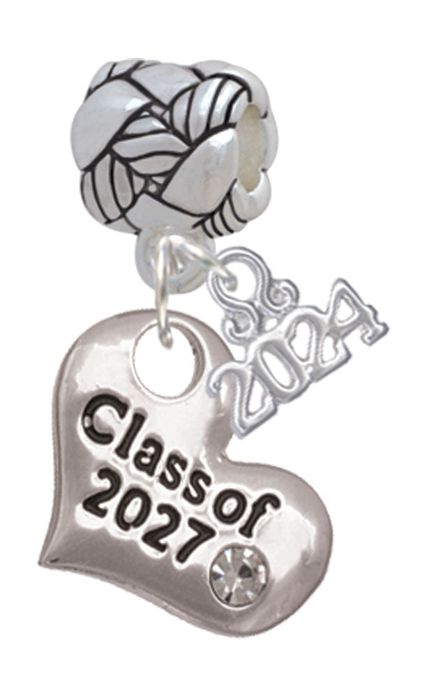 Delight Jewelry Silvertone Class of Heart Woven Rope Charm Bead Dangle with Year 2024 Image 8