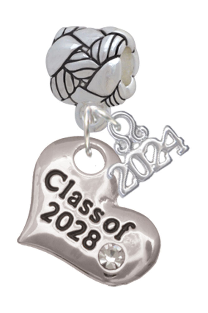 Delight Jewelry Silvertone Class of Heart Woven Rope Charm Bead Dangle with Year 2024 Image 9