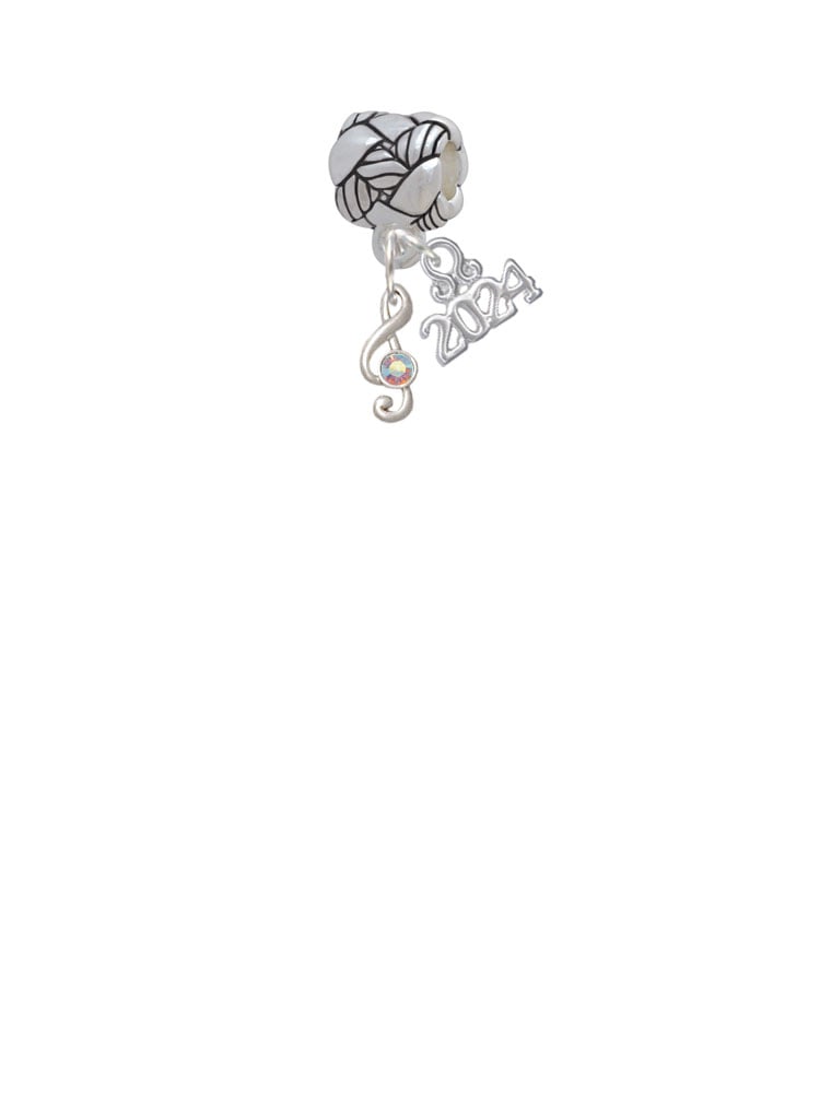 Delight Jewelry Plated Mini Clef with Crystal Woven Rope Charm Bead Dangle with Year 2024 Image 2