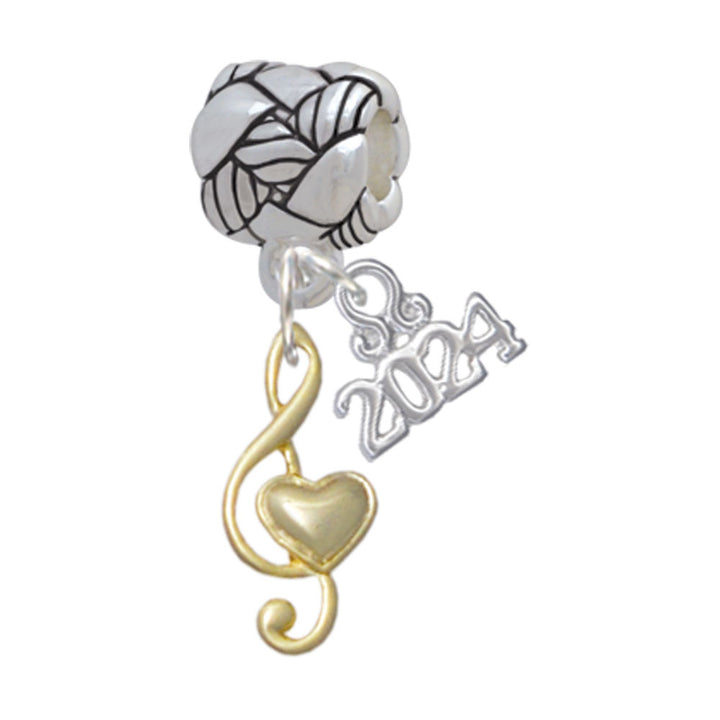 Delight Jewelry Plated Medium Clef with Heart Woven Rope Charm Bead Dangle with Year 2024 Image 4