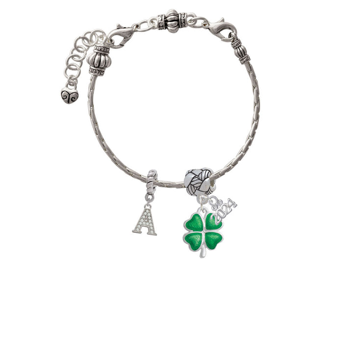 Delight Jewelry Plated Green Lucky Four Leaf Clover Woven Rope Charm Bead Dangle with Year 2024 Image 3