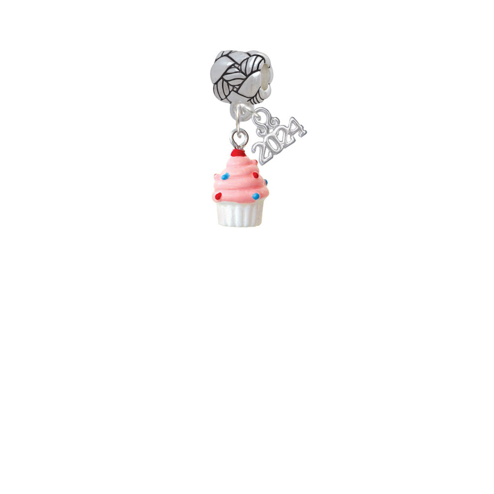 Delight Jewelry Resin Mini Cupcake with Frosting Woven Rope Charm Bead Dangle with Year 2024 Image 2