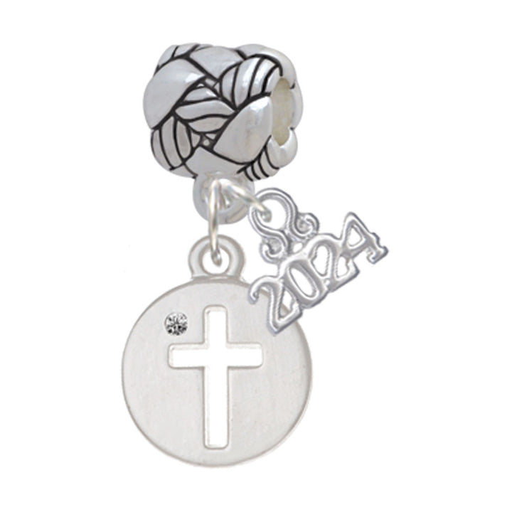 Delight Jewelry Plated Cross Silhouette Woven Rope Charm Bead Dangle with Year 2024 Image 1