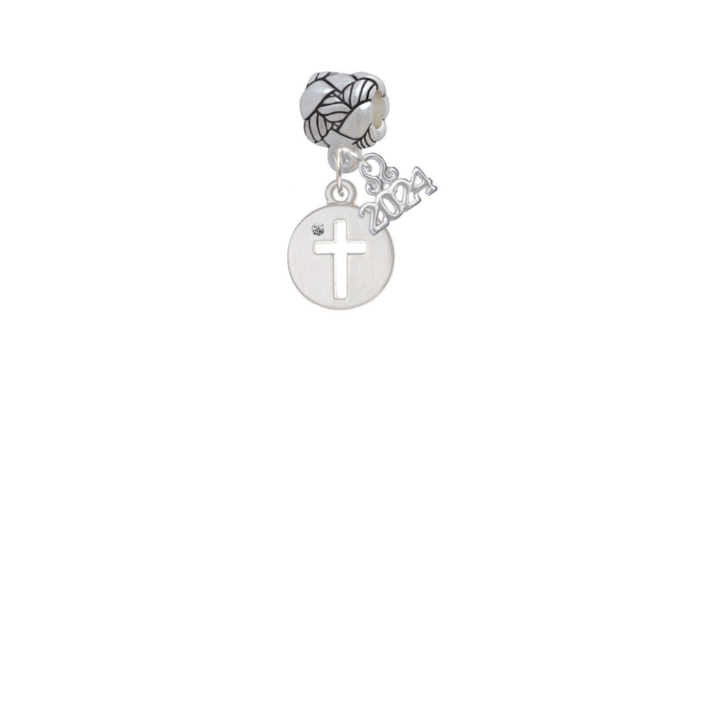Delight Jewelry Plated Cross Silhouette Woven Rope Charm Bead Dangle with Year 2024 Image 2