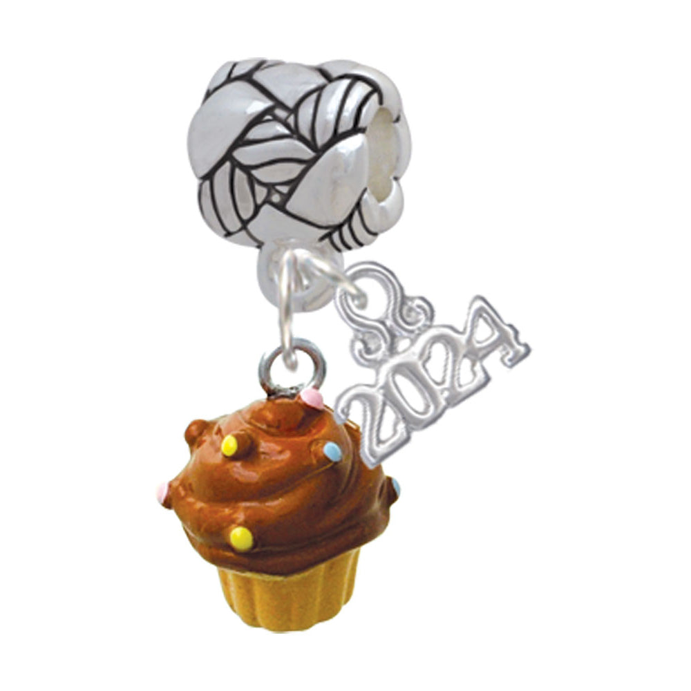 Delight Jewelry Resin Mini Cupcake with Frosting Woven Rope Charm Bead Dangle with Year 2024 Image 4