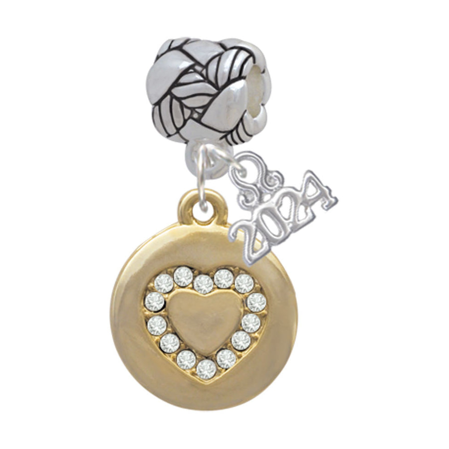 Delight Jewelry Disc with Crystal Heart Woven Rope Charm Bead Dangle with Year 2024 Image 1