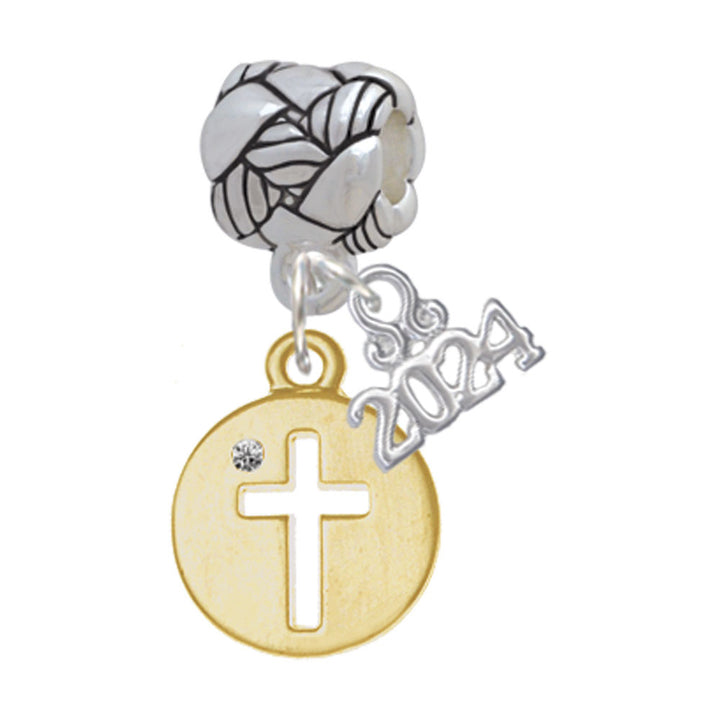 Delight Jewelry Plated Cross Silhouette Woven Rope Charm Bead Dangle with Year 2024 Image 1