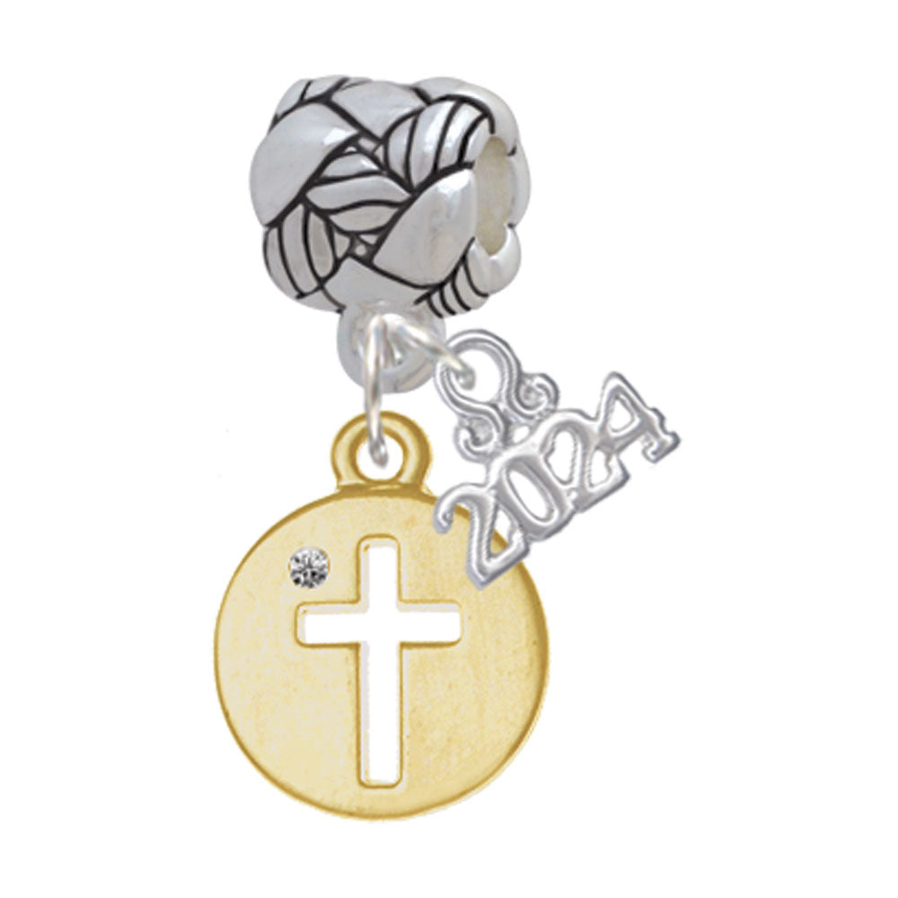 Delight Jewelry Plated Cross Silhouette Woven Rope Charm Bead Dangle with Year 2024 Image 4