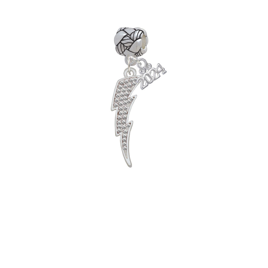Delight Jewelry Silvertone Large Crystal Lightning Bolt Woven Rope Charm Bead Dangle with Year 2024 Image 1