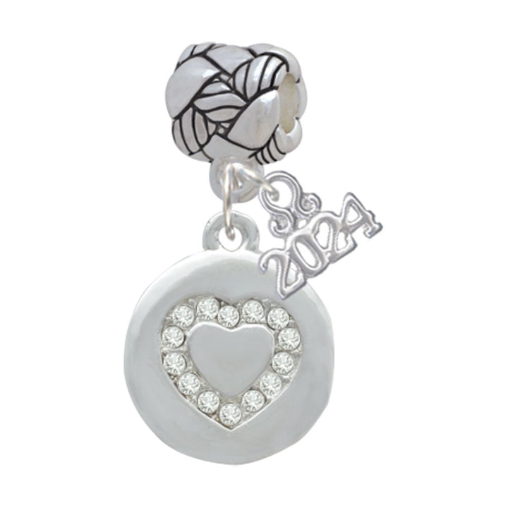 Delight Jewelry Disc with Crystal Heart Woven Rope Charm Bead Dangle with Year 2024 Image 4