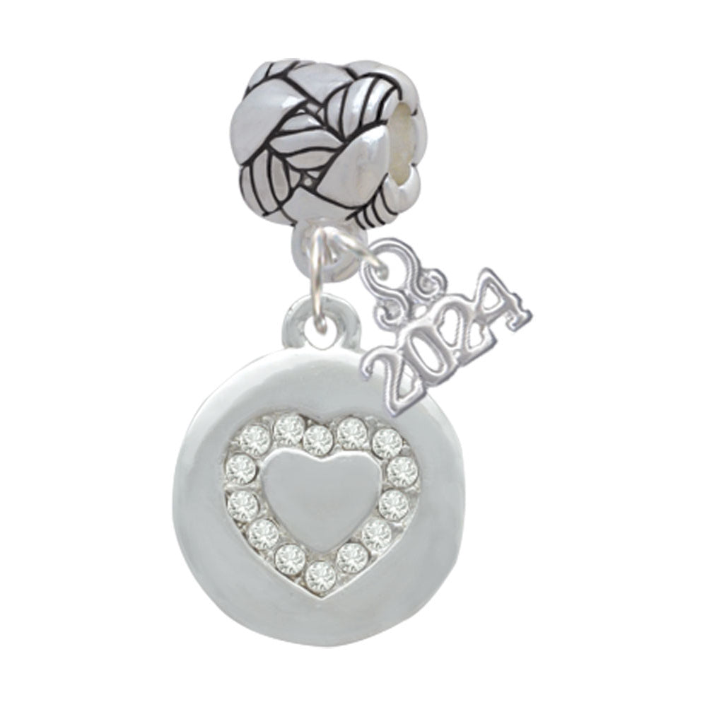Delight Jewelry Disc with Crystal Heart Woven Rope Charm Bead Dangle with Year 2024 Image 1
