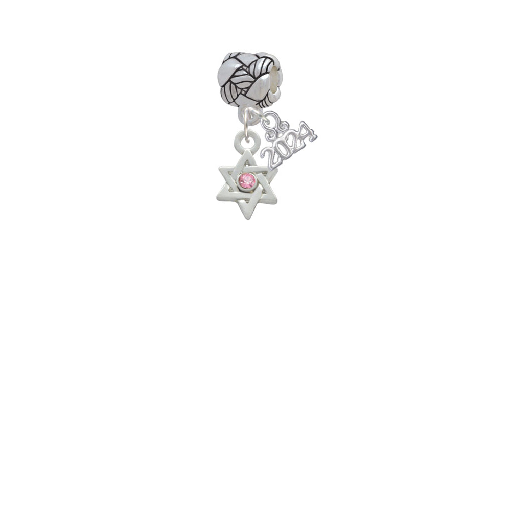 Delight Jewelry Silvertone Mini Star of David with Crystal Woven Rope Charm Bead Dangle with Year 2024 Image 2