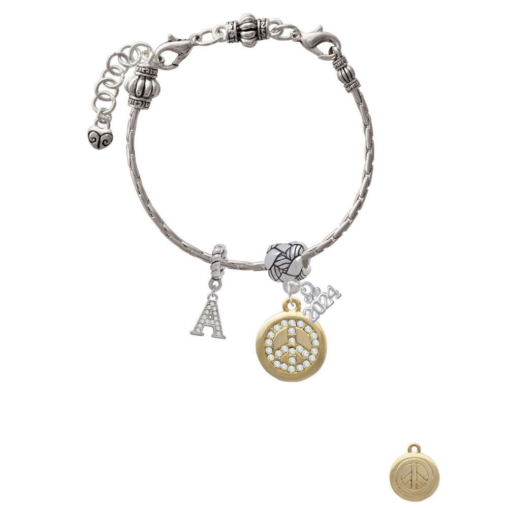 Delight Jewelry Disc with Crystal Peace Sign Woven Rope Charm Bead Dangle with Year 2024 Image 3