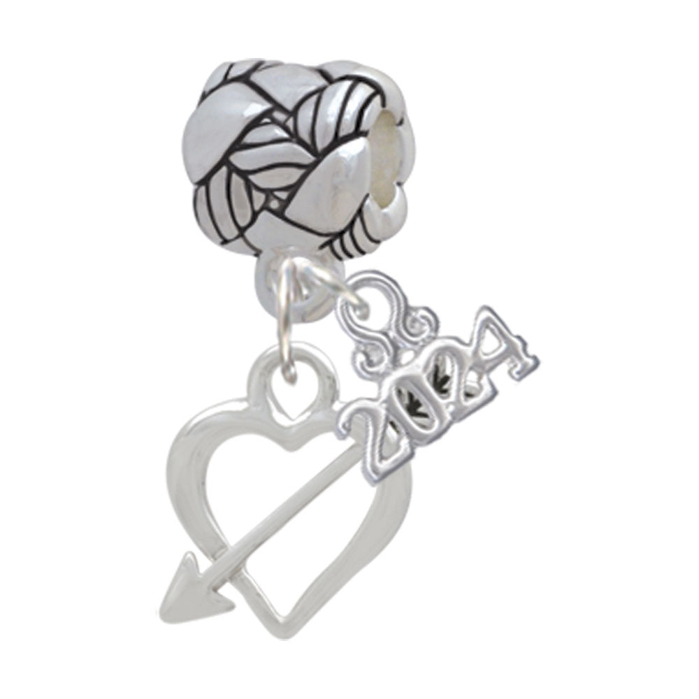 Delight Jewelry Plated Open Cupids Heart Woven Rope Charm Bead Dangle with Year 2024 Image 1
