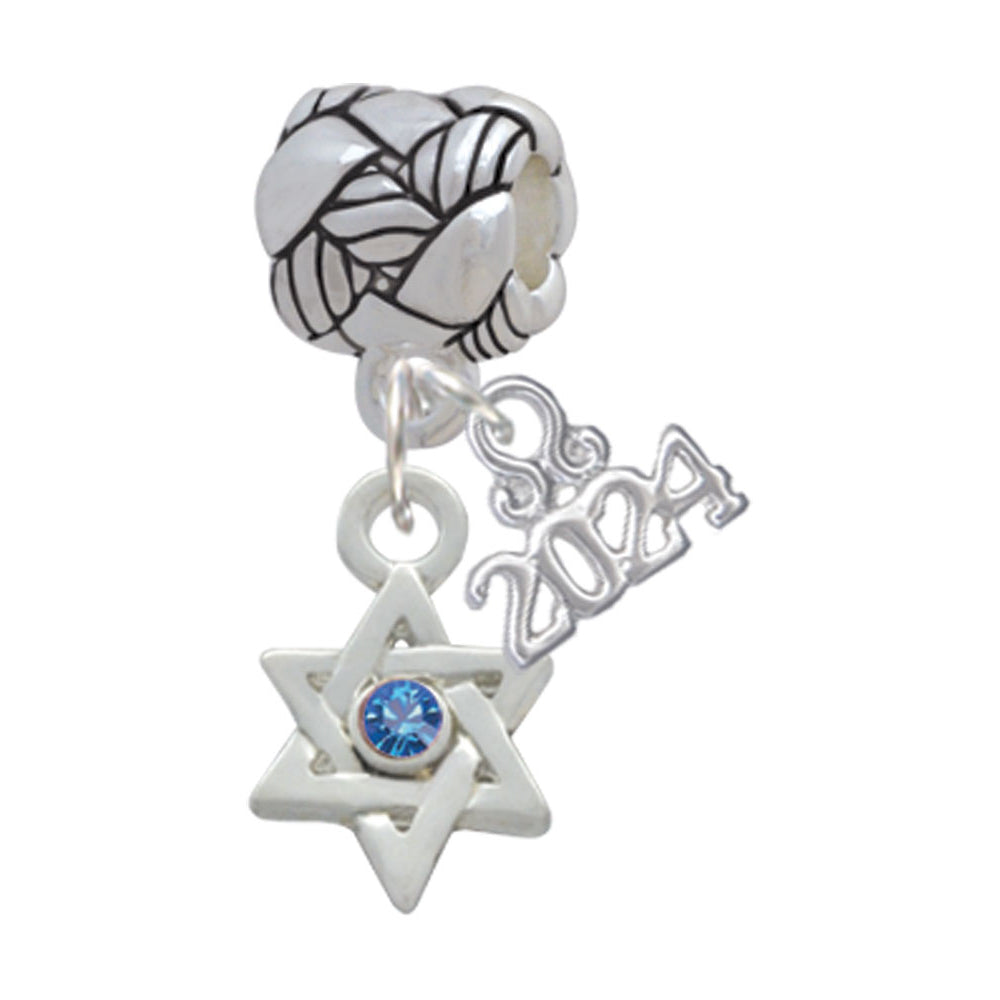 Delight Jewelry Silvertone Mini Star of David with Crystal Woven Rope Charm Bead Dangle with Year 2024 Image 4