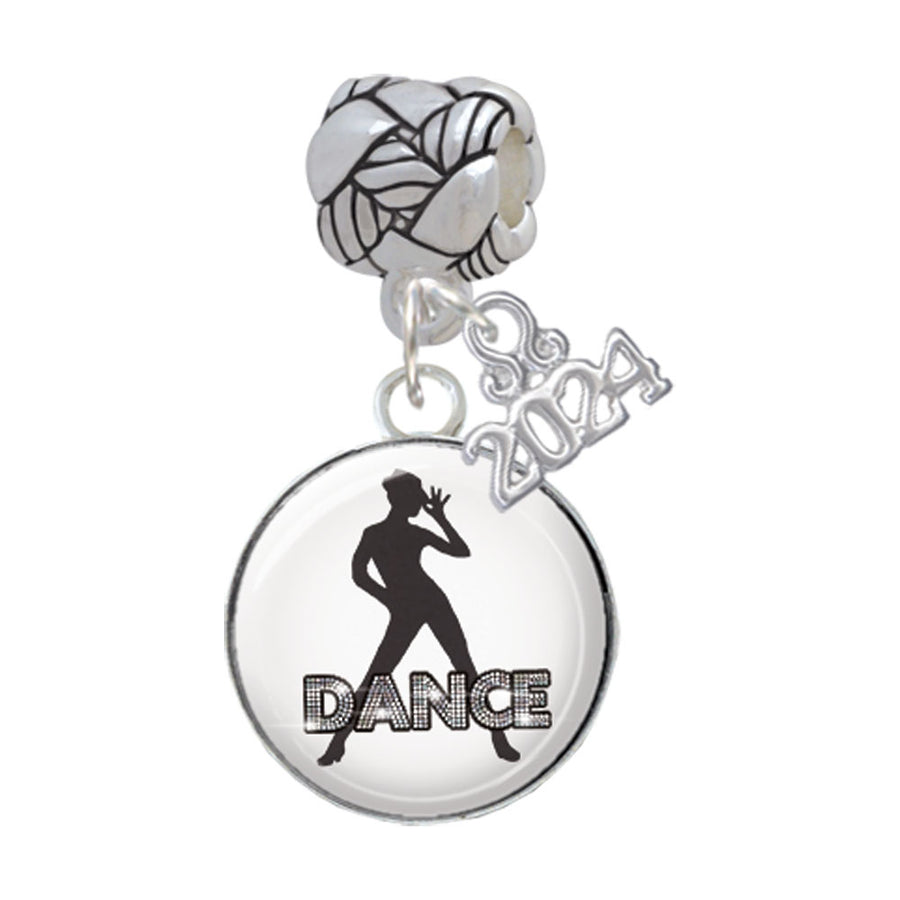 Delight Jewelry Silvertone Domed Dance Woven Rope Charm Bead Dangle with Year 2024 Image 1