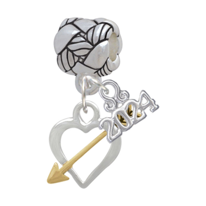 Delight Jewelry Plated Open Cupids Heart Woven Rope Charm Bead Dangle with Year 2024 Image 1