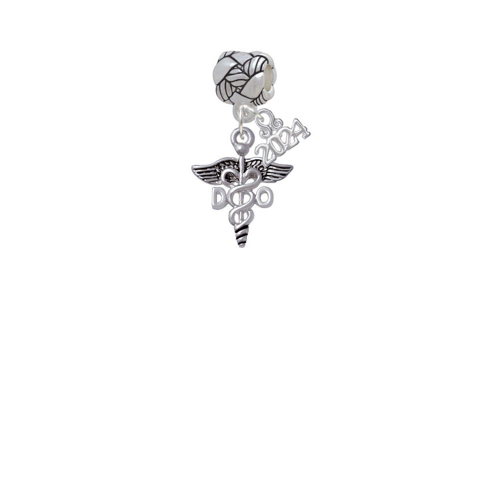 Delight Jewelry Silvertone Caduceus - Doctor Woven Rope Charm Bead Dangle with Year 2024 Image 2