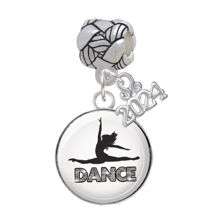 Delight Jewelry Silvertone Domed Dance Woven Rope Charm Bead Dangle with Year 2024 Image 1