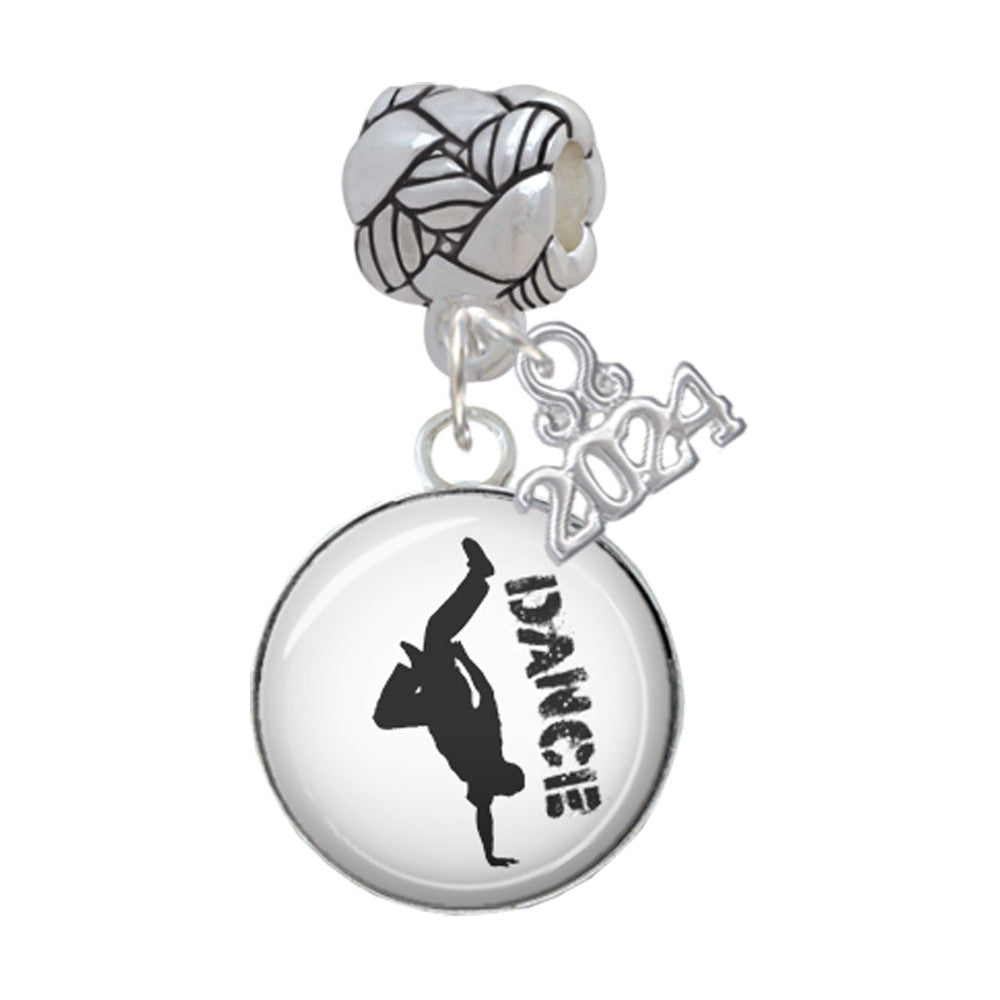 Delight Jewelry Silvertone Domed Dance Woven Rope Charm Bead Dangle with Year 2024 Image 7