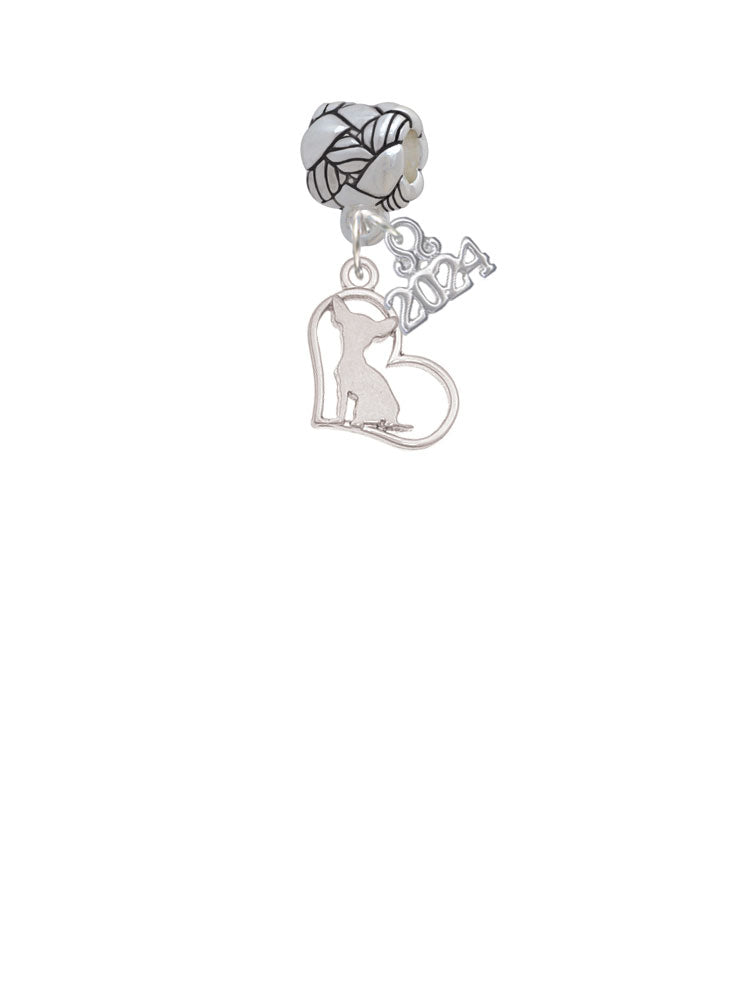 Delight Jewelry Silvertone Dog Breed Silhouette Heart Woven Rope Charm Bead Dangle with Year 2024 Image 2