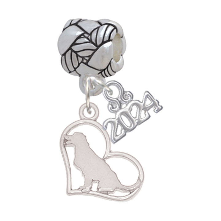 Delight Jewelry Silvertone Dog Breed Silhouette Heart Woven Rope Charm Bead Dangle with Year 2024 Image 4