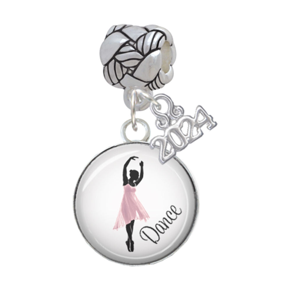 Delight Jewelry Silvertone Domed Dance Woven Rope Charm Bead Dangle with Year 2024 Image 8