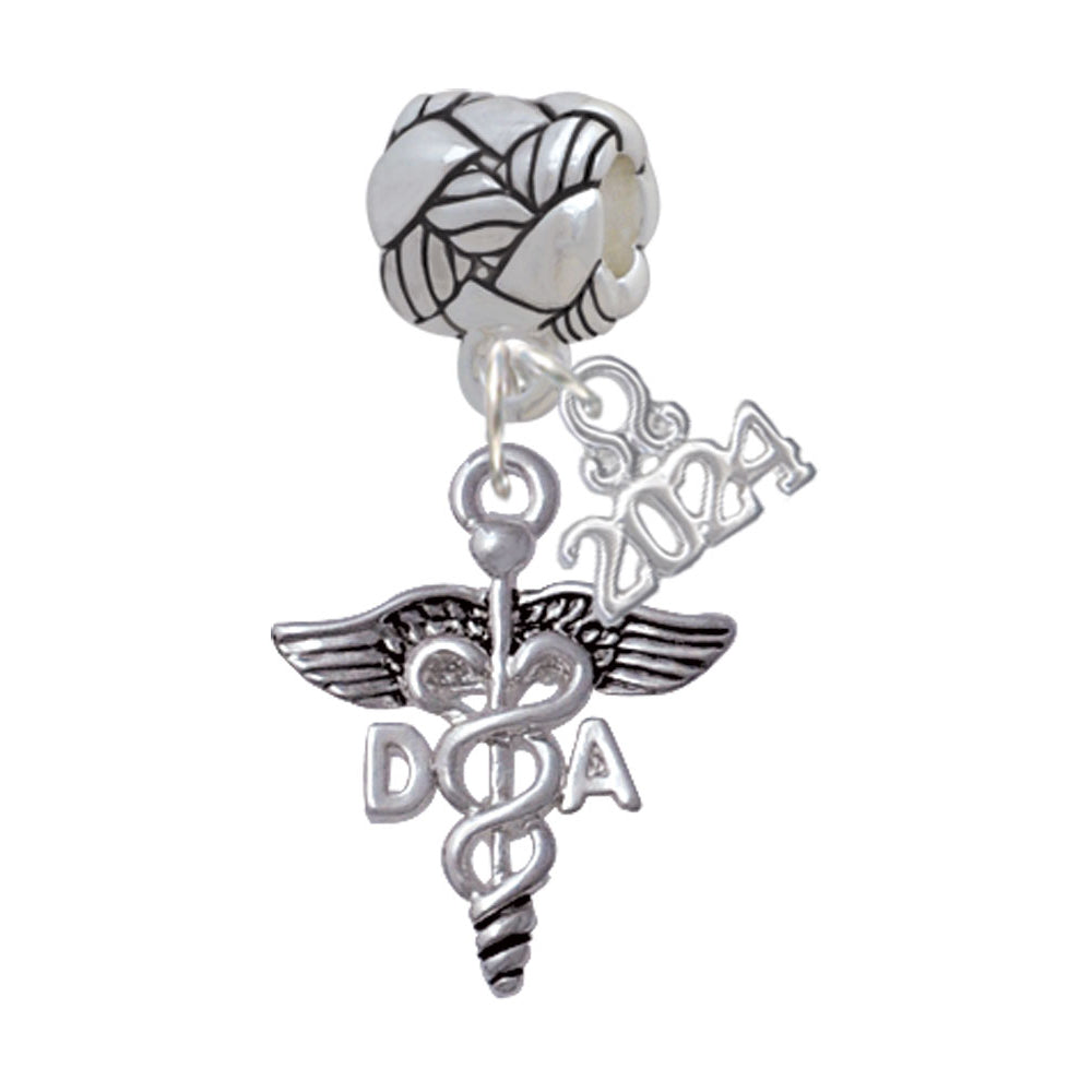 Delight Jewelry Silvertone Caduceus - Dental Woven Rope Charm Bead Dangle with Year 2024 Image 4