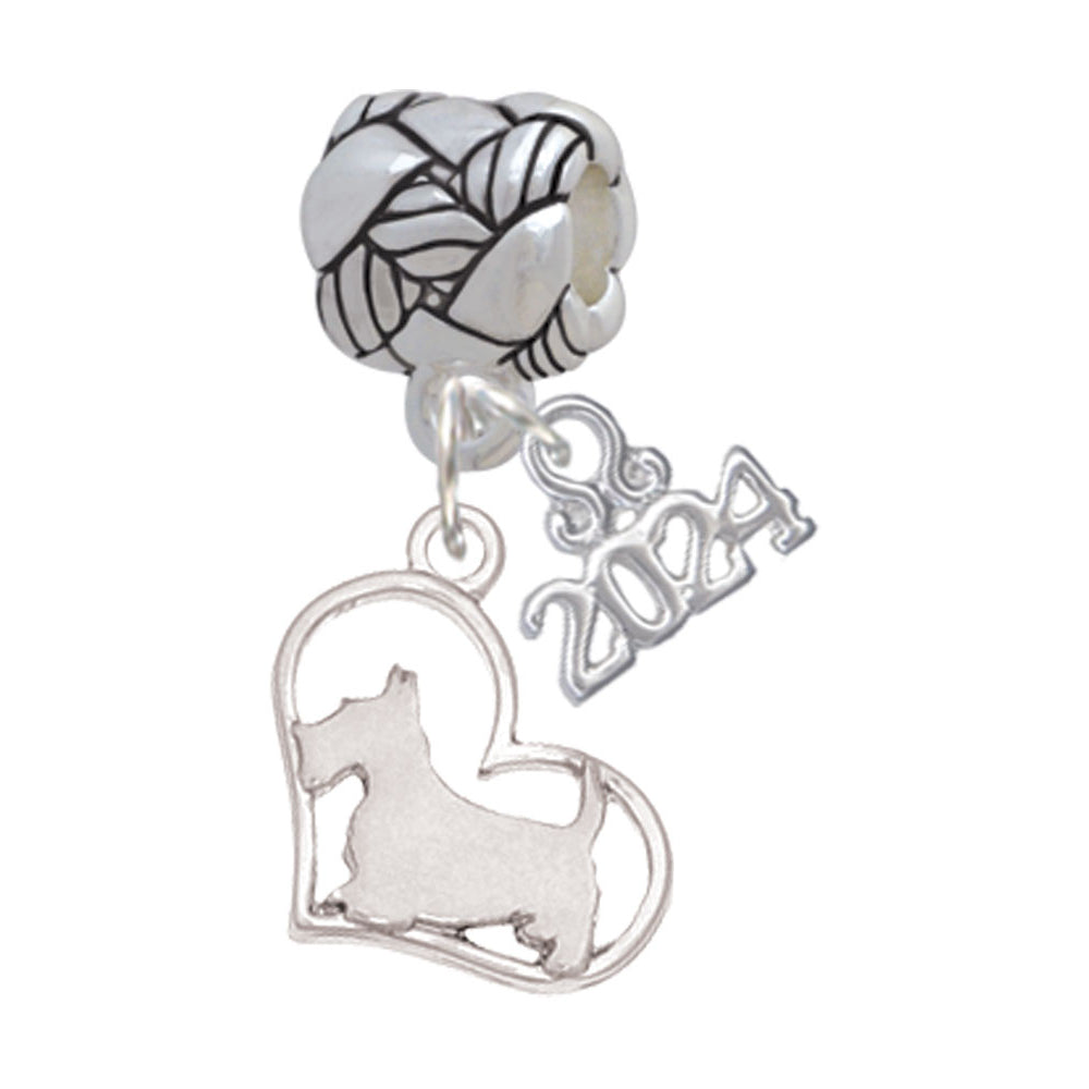Delight Jewelry Silvertone Dog Breed Silhouette Heart Woven Rope Charm Bead Dangle with Year 2024 Image 7