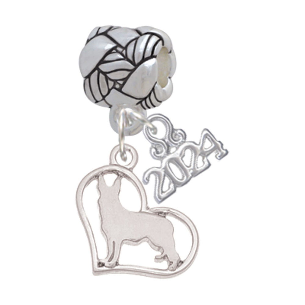 Delight Jewelry Silvertone Dog Breed Silhouette Heart Woven Rope Charm Bead Dangle with Year 2024 Image 8