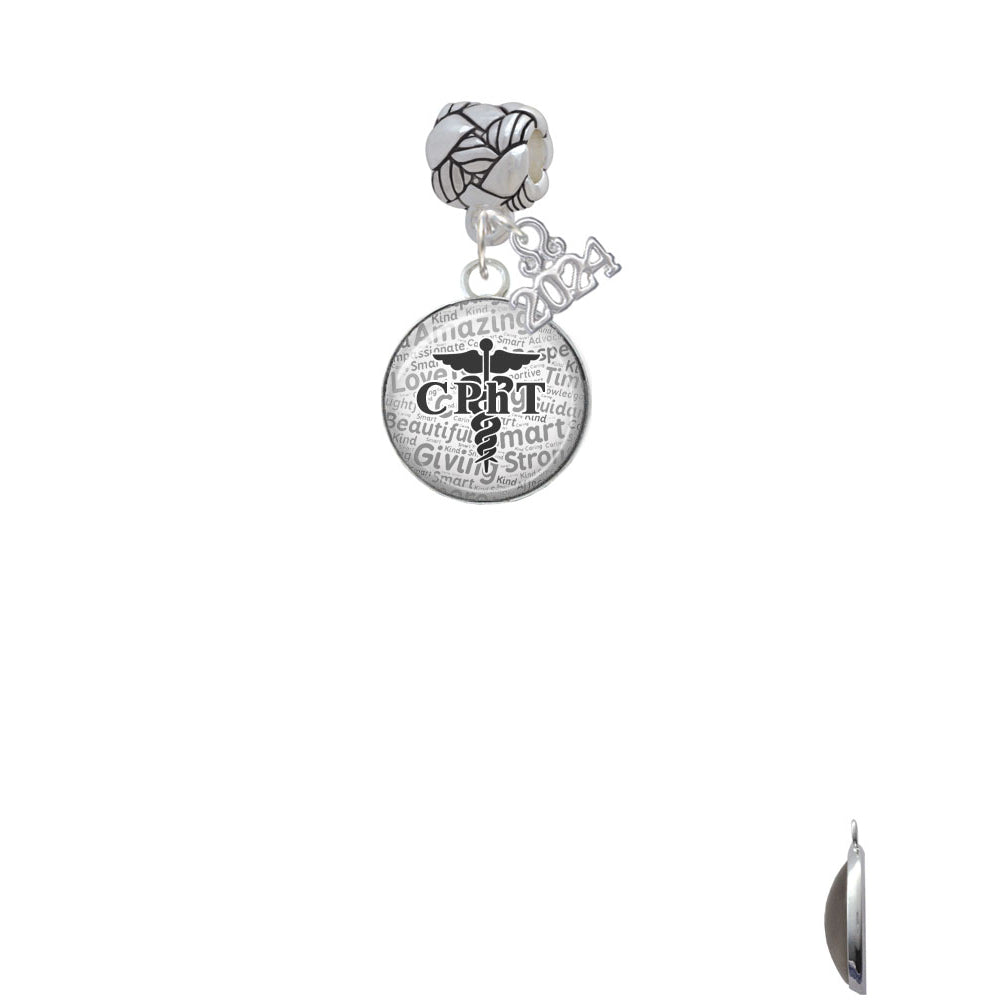 Delight Jewelry Silvertone Domed CPhT Woven Rope Charm Bead Dangle with Year 2024 Image 2