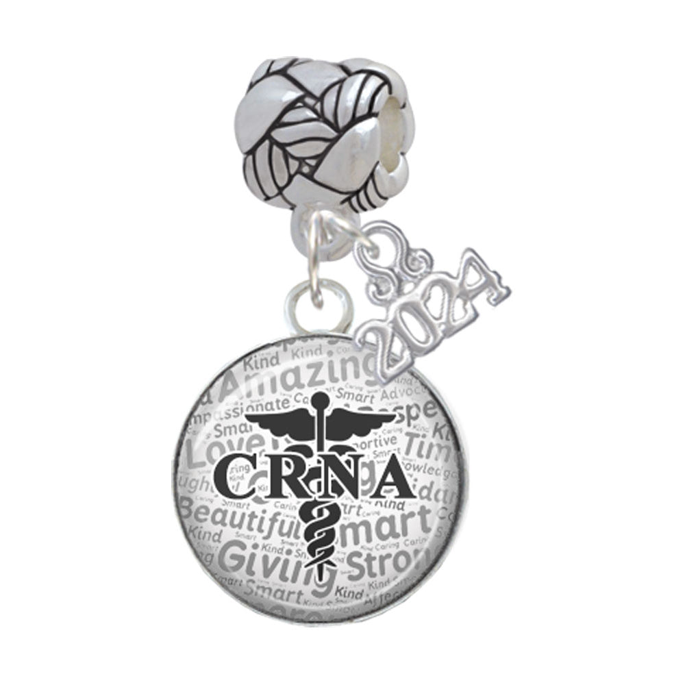 Delight Jewelry Silvertone Domed CRNA Woven Rope Charm Bead Dangle with Year 2024 Image 1