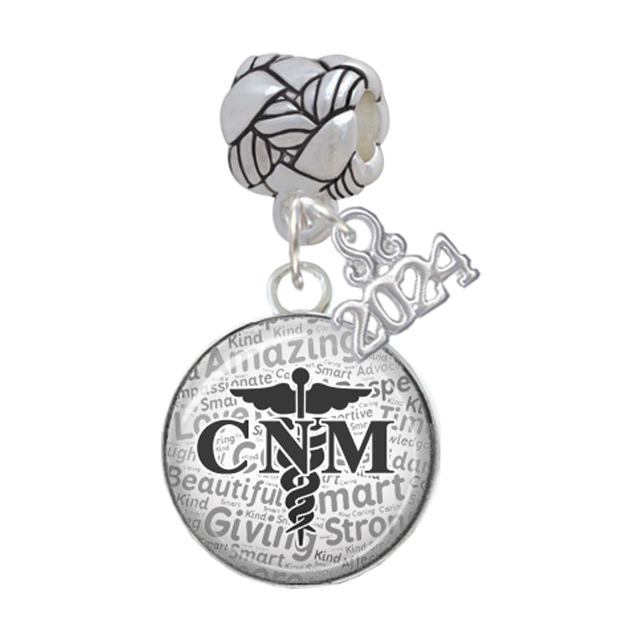 Delight Jewelry Silvertone Domed CNM Woven Rope Charm Bead Dangle with Year 2024 Image 1