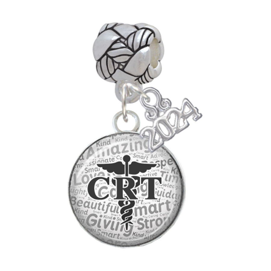 Delight Jewelry Silvertone Domed CRT Woven Rope Charm Bead Dangle with Year 2024 Image 1