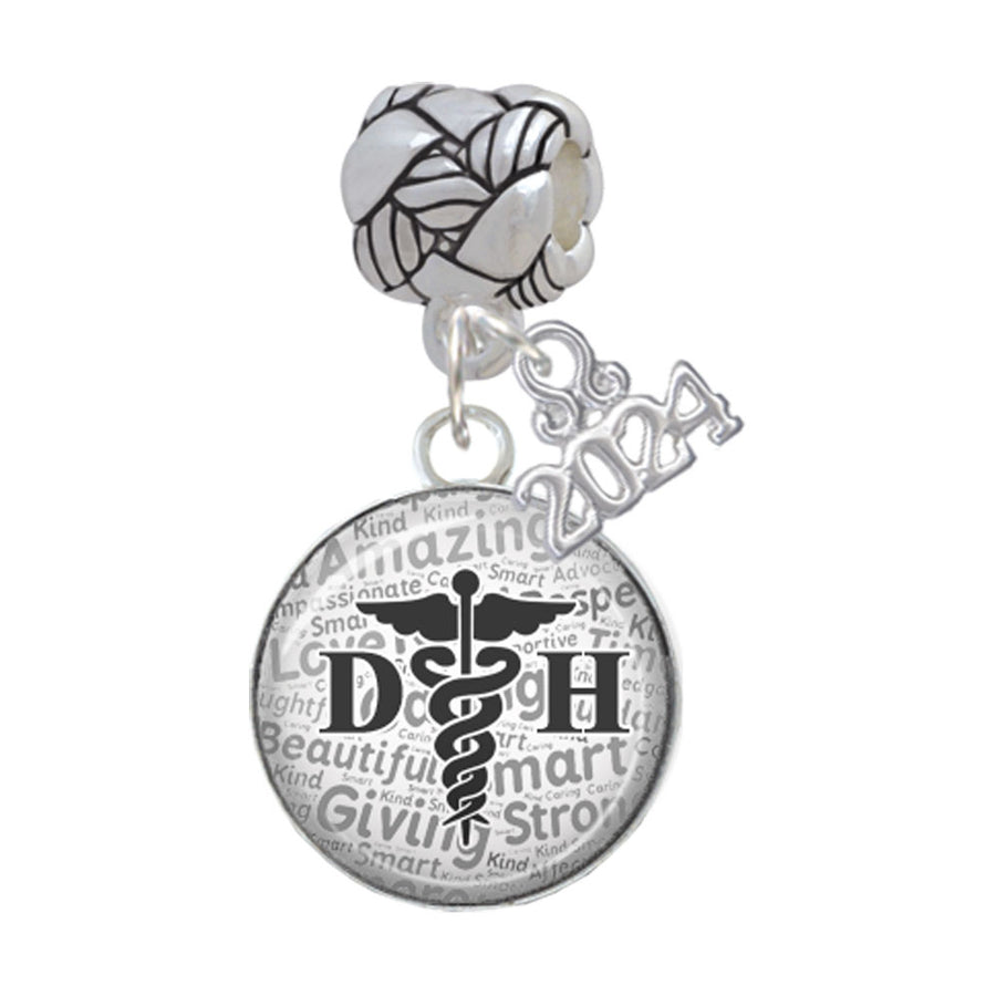 Delight Jewelry Silvertone Domed DH Woven Rope Charm Bead Dangle with Year 2024 Image 1