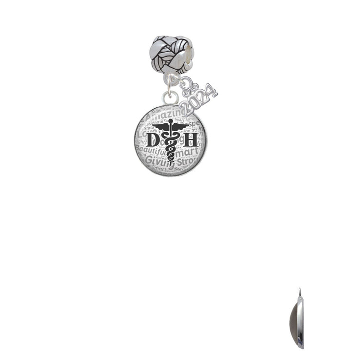 Delight Jewelry Silvertone Domed DH Woven Rope Charm Bead Dangle with Year 2024 Image 2