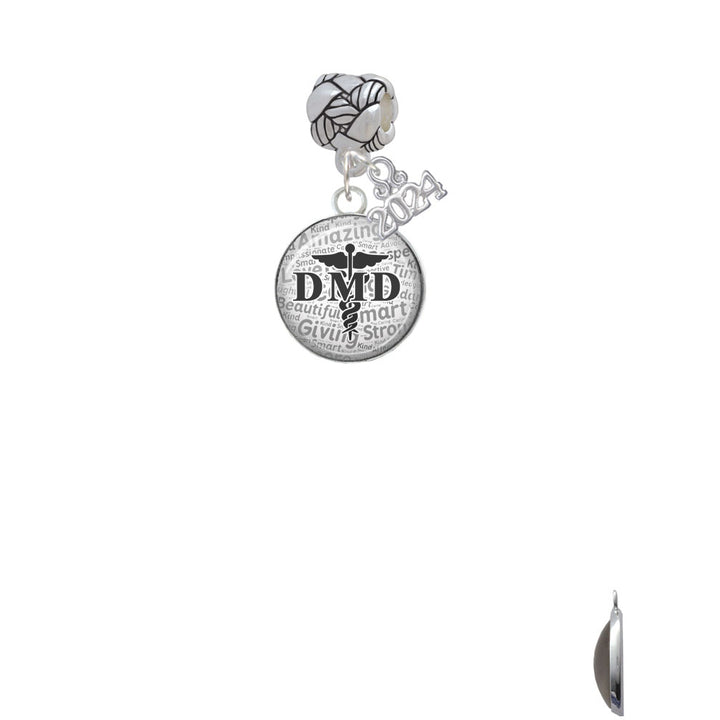Delight Jewelry Silvertone Domed DMD Woven Rope Charm Bead Dangle with Year 2024 Image 2