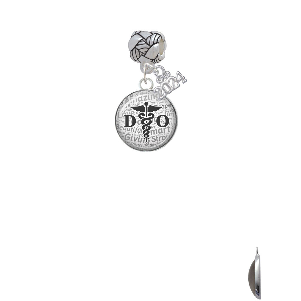 Delight Jewelry Silvertone Domed DO Woven Rope Charm Bead Dangle with Year 2024 Image 2