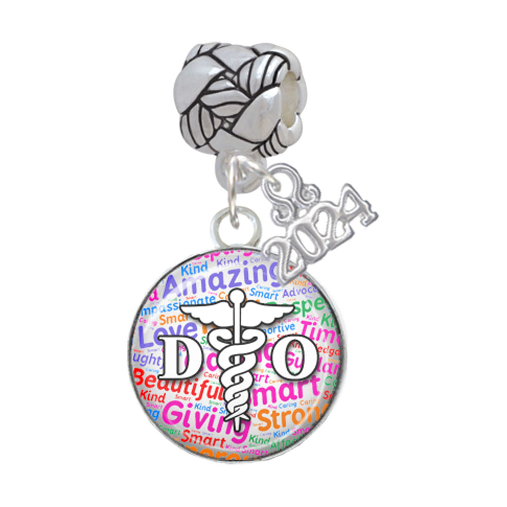 Delight Jewelry Silvertone Domed DO Woven Rope Charm Bead Dangle with Year 2024 Image 4