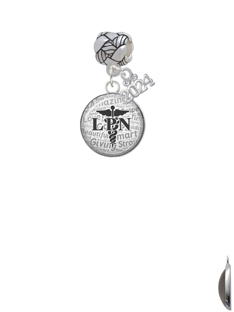 Delight Jewelry Silvertone Domed LPN Woven Rope Charm Bead Dangle with Year 2024 Image 2