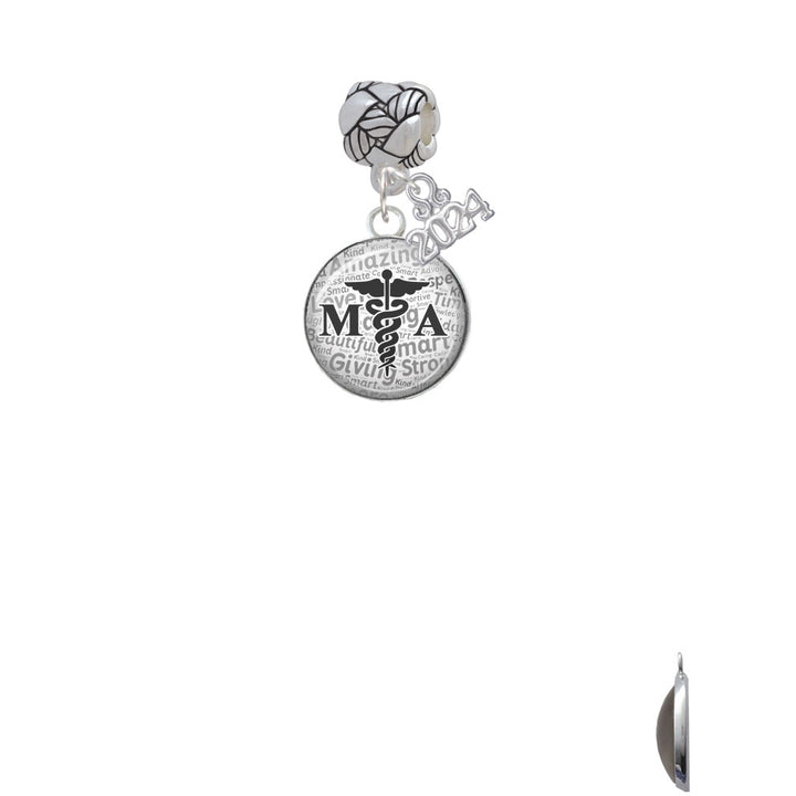 Delight Jewelry Silvertone Domed MA Woven Rope Charm Bead Dangle with Year 2024 Image 2