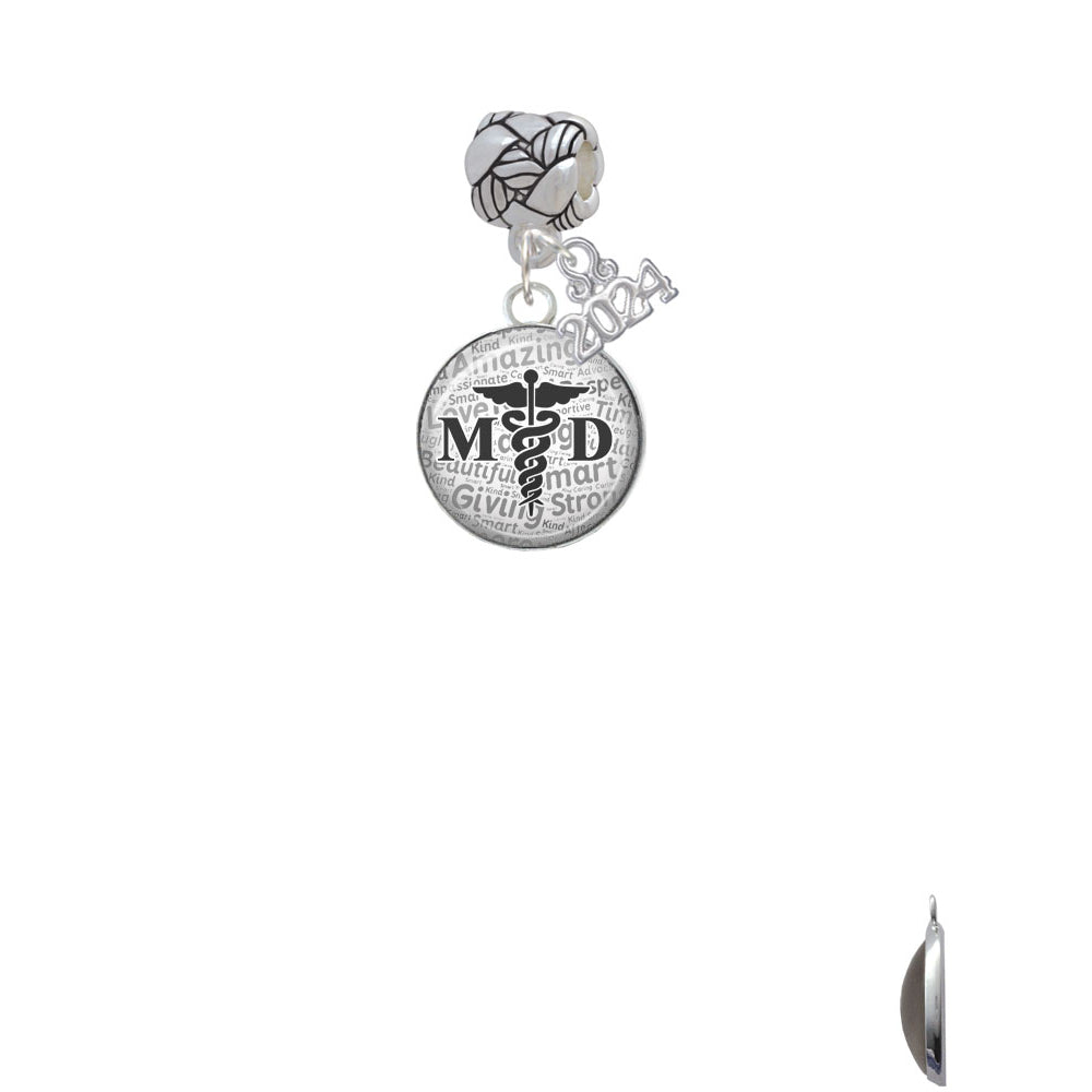 Delight Jewelry Silvertone Domed MD Woven Rope Charm Bead Dangle with Year 2024 Image 2