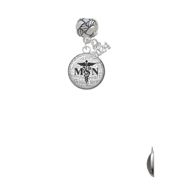 Delight Jewelry Silvertone Domed MSN Woven Rope Charm Bead Dangle with Year 2024 Image 2