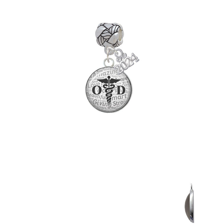 Delight Jewelry Silvertone Domed OD Woven Rope Charm Bead Dangle with Year 2024 Image 2