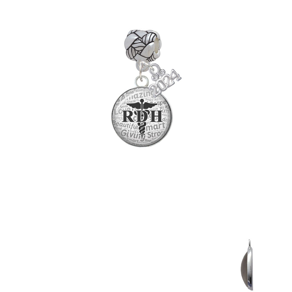 Delight Jewelry Silvertone Domed RDH Woven Rope Charm Bead Dangle with Year 2024 Image 2