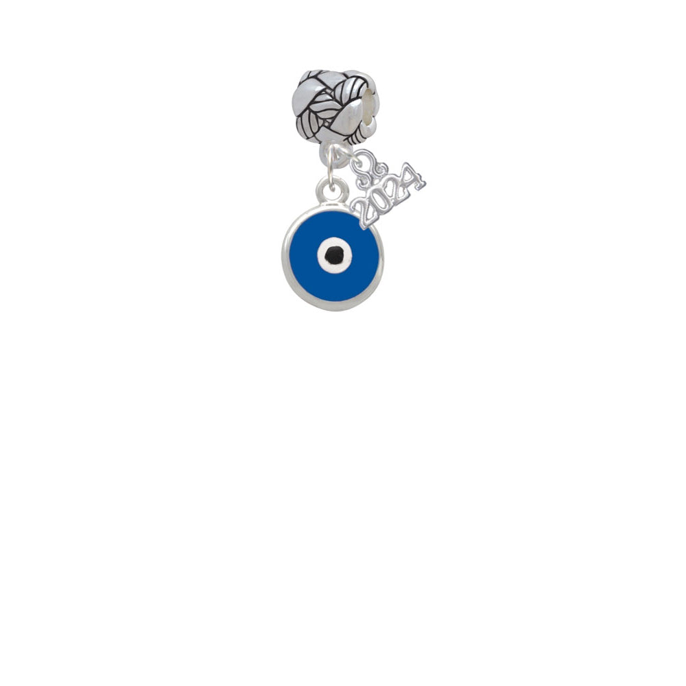 Delight Jewelry Silvertone Blue Evil Eye Good Luck Woven Rope Charm Bead Dangle with Year 2024 Image 2