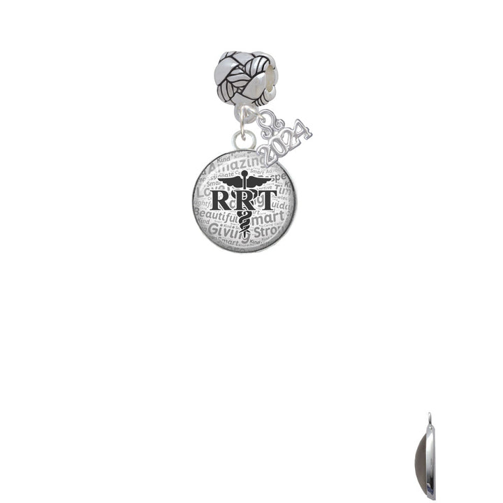 Delight Jewelry Silvertone Domed RRT Woven Rope Charm Bead Dangle with Year 2024 Image 2
