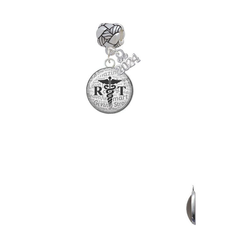 Delight Jewelry Silvertone Domed RT Woven Rope Charm Bead Dangle with Year 2024 Image 2