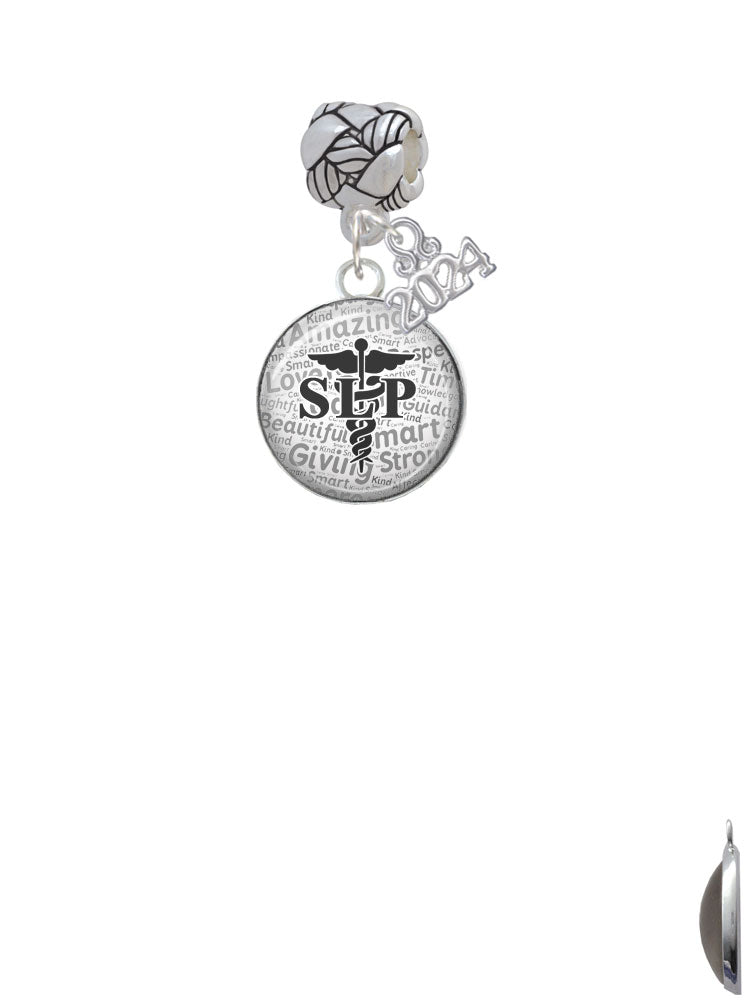 Delight Jewelry Silvertone Domed SLP Woven Rope Charm Bead Dangle with Year 2024 Image 2